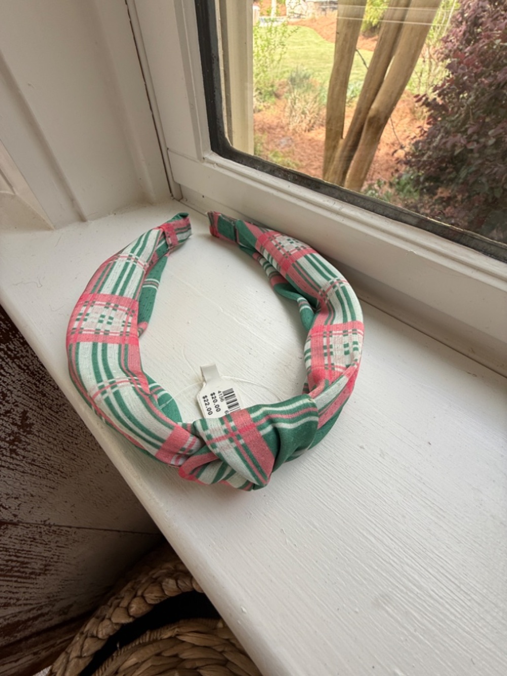 NWT Anthropologie Green Preppy Checkered Knotted Headband - Picture 5 of 7